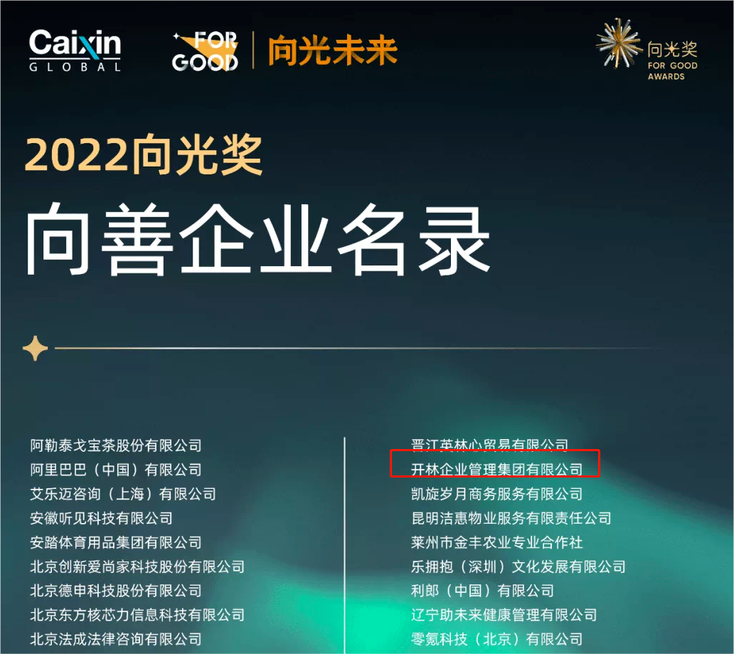 喜報 | 開林集團(tuán)榮登2022向光獎向善企業(yè)名錄